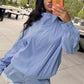 Stripe Patchwork 2 Piece Set Woman Autumn Trend Turtleneck Full Sleeve T-Shirts+Lace Edge Decoration Shorts Suits