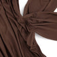 Deep V Neck Backless Ruched Maxi Dresses 2026 Woman Sexy Party Dress Brown