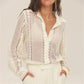 Vintage Long Sleeve Blouses Summer Casual Elegant Ladies Blusas Boho Beach Hollow Out Lace Blouse Shirt for Women Top