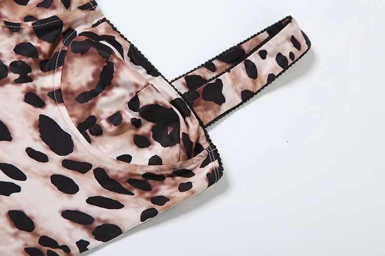 Leopard Print Women Sleeveless 2025 Sexy Trend Sleeveless Sexy Jumpsuit Street Fit Stretch Activity Workout Overalls