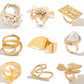 20 Styles Boho Unique Gold Color Petal Flower Rings for Women Punk Geometric Adjustable Rings Couple New Year Jewelry