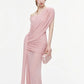Irregular Collar Maxi Dress Women See Through Hem Folds Tassel  Skinny Birthday Party Summer Fashion Classic Vestidos