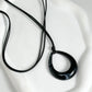 Vintage Hollow Out Big Water Drop Pendant Necklace For Women Personality Black Leather Wax Thread Rope Choker Jewelry