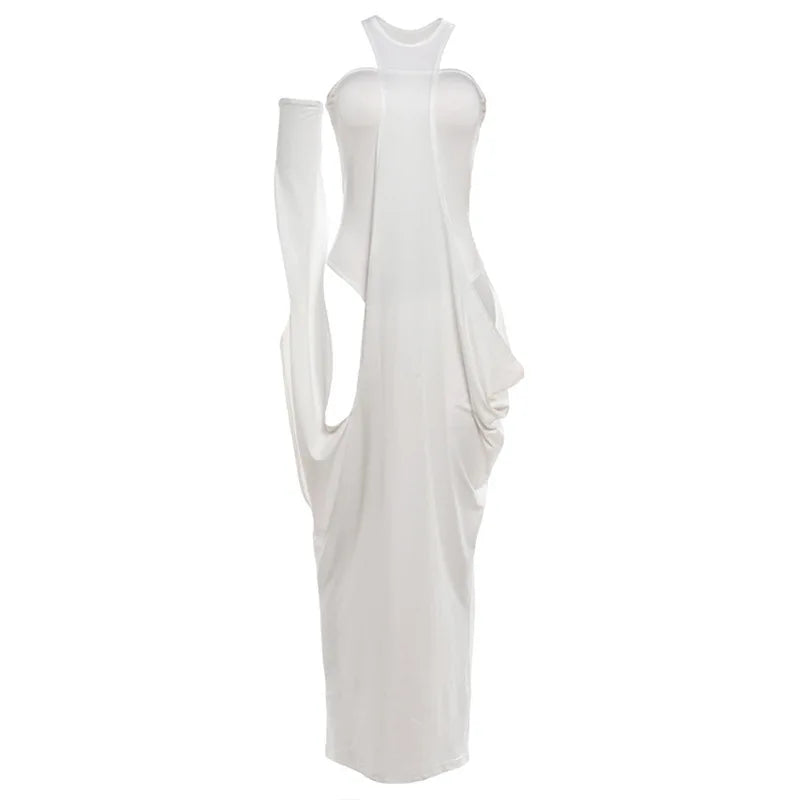 White Two Piece Set Woman Party Long Dresses with Bodysuit Summer 2026 Sexy Vacation Outfits