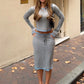 Two Piece Set Long Sleeve Top and Midi Skirt Womens Matching Sets Casual 2026 Fall Outfits Woman Clothing