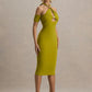 Hollow Out Halter Backless Sexy Midi Dress Women Fashion Off-shoulder Sleeveless Skinny Club Party Long Dress Elegant