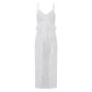 Women Spaghetti Strap Lace Maxi Cover Up Cami Dress Front Tie Ruffle Trim Sheer Long Kimono Summer Beach Vacation Outfit