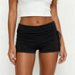 Women Fold Over Waist Biker Shorts Side Drawstring Ruched High Waist Skinny Booty Shorts Casual Y2K Workout Bottoms