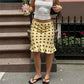 Women's Boho Polka Dot Midi Skirt High Waist Ruffle Hem Silky Satin Flared Skirt Beach Vacation Summer Casual Skirt