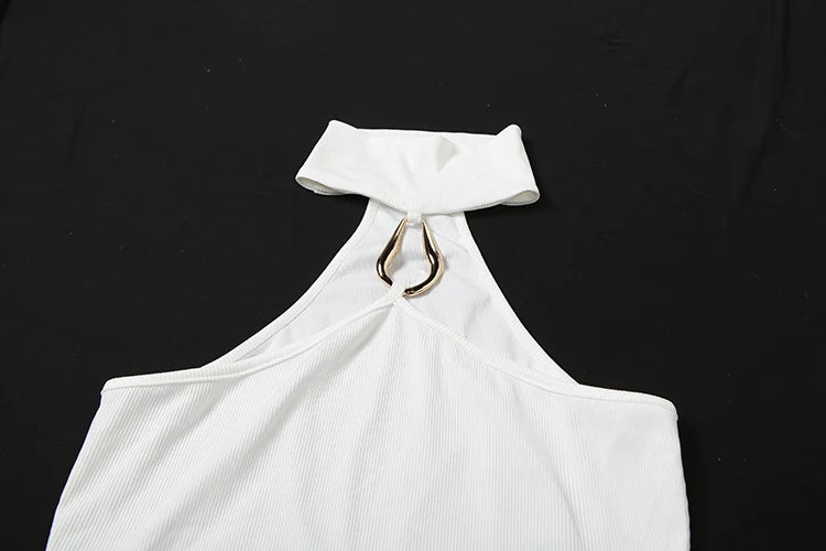 Wild Y2K Classic Tank Tops Women Metal Buckle Summer Trend Daily Basic Solid Streetwaer Stretch Chic Simple Slim Vest