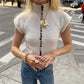 Women's Slim Fit Lightweight Sweater Shirt Elegant Colorful Button Down Short Sleeve Mock Neck Knit Cardigan Streetwear