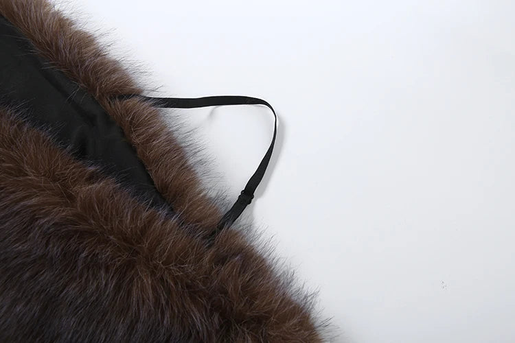 Hipster Sexy 2-Piece Set Women Fur Backless Camisole+Zip Peach Hip Pu Skirt Matching Skinny Clubwear Luxury Wild Outfits