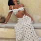 Sexy 2 Piece Tie-dye Halter Crop Top and Matching Maxi Skirt Set Holiday Outfits Woman Clothing