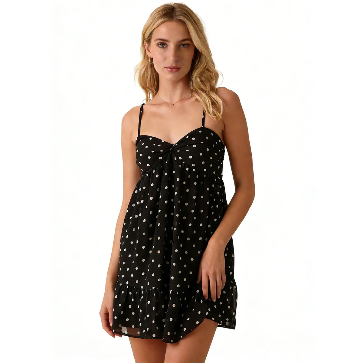 Women Slip Dress Spaghetti Straps Backless Y2K Dots Print Loose fIT Summer Mini Dress Vacation Party Beach Sundress