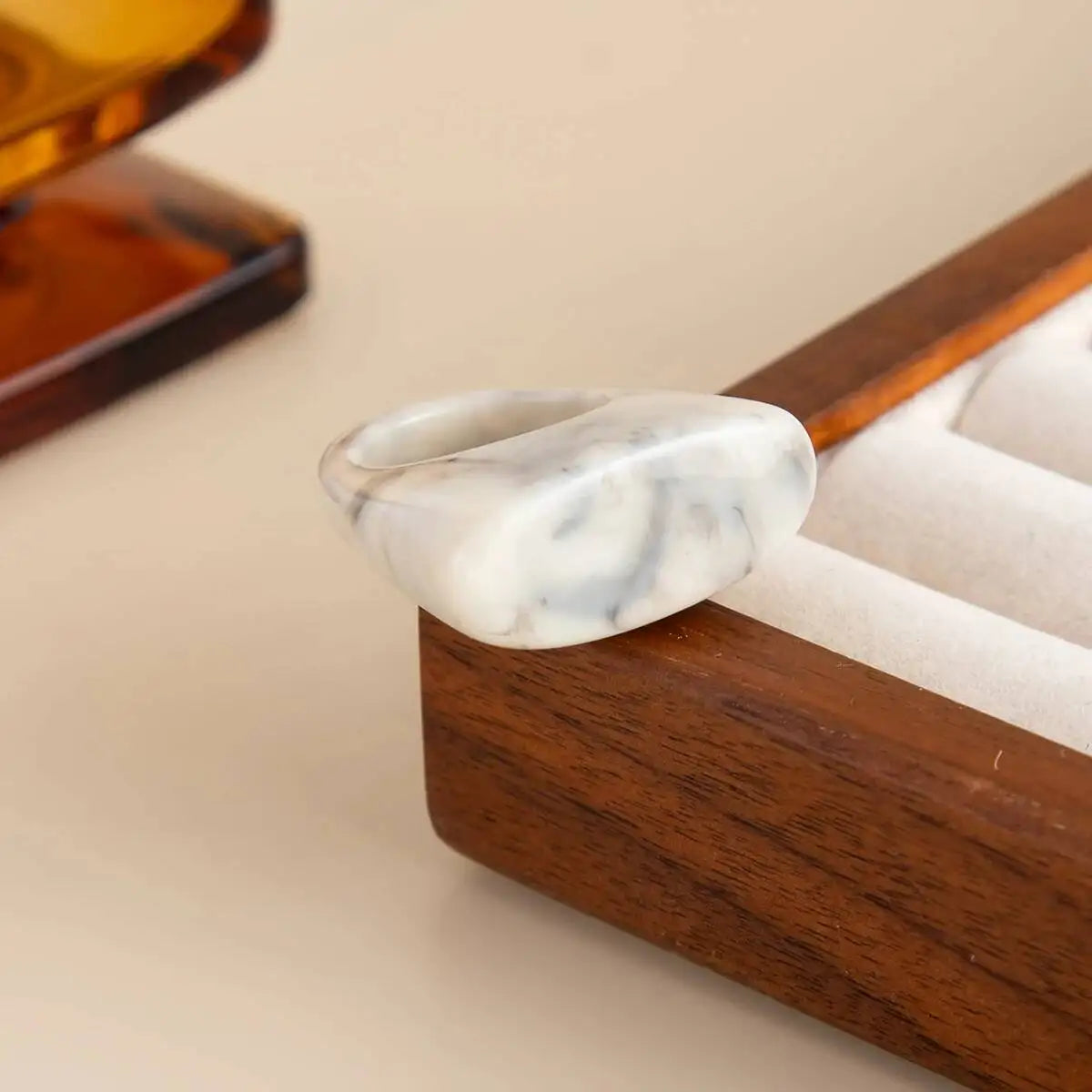 Colorful Gradient Textured Resin Geometric Square Ring, Irregular Creative Charm Accessory, Daily Hand Jewelry