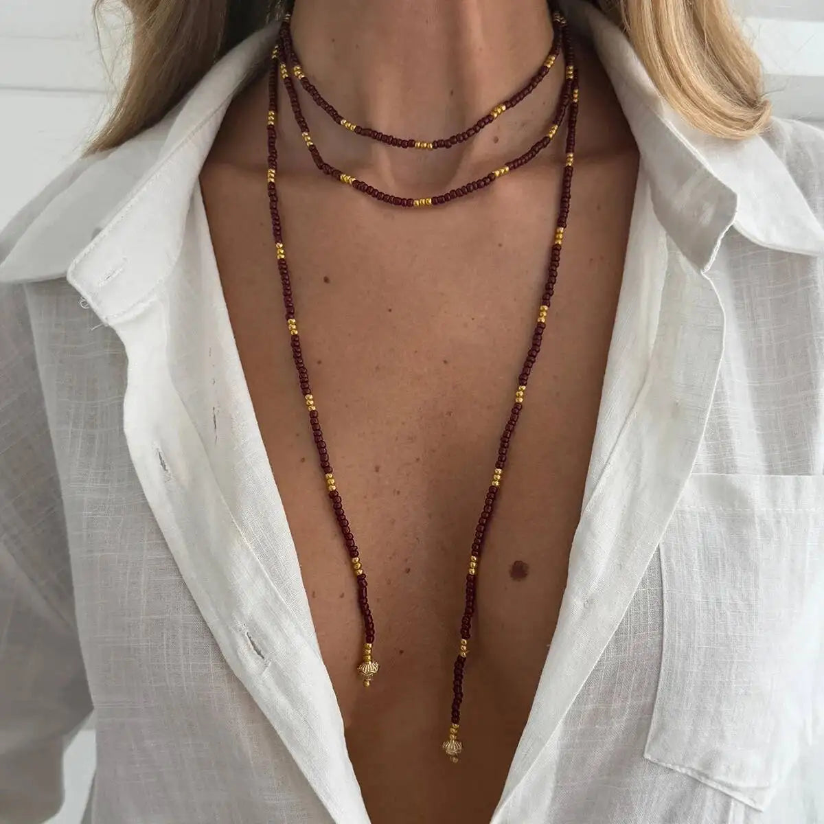 Vintage Seed Beads Chain Long Choker Necklace Women Stackable Adjustable Sweater Chain 2026 Fashion Jewelry Accessories