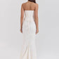 Strapless Sexy Two Piece Set Women White Off-shoulder Lace-up Crop Tops And Maxi Skirt Matching Sets Female Dress Set