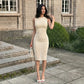 Sleeveless Midi Dress Business Fashion Woman Elegant Bodycon Dresses