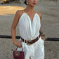 Backless Halter Tops for Woman Sexy Summer Clothes 2026 Solid Color Low Cut Tanks Top Camis