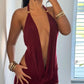 Sexy Summer 2-Piece Set Women Halter Deep Swing Collar Backless Camisole+Shorts Matching Sexy Clubwear Skinny Outfits