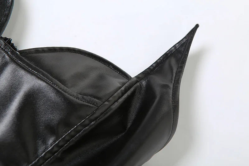 PU Mini Dresses Woman Halloween Party Style Off Shoulder Backless Skinny Stretch Hot Girls Sexy Fashion Classic Bodycon