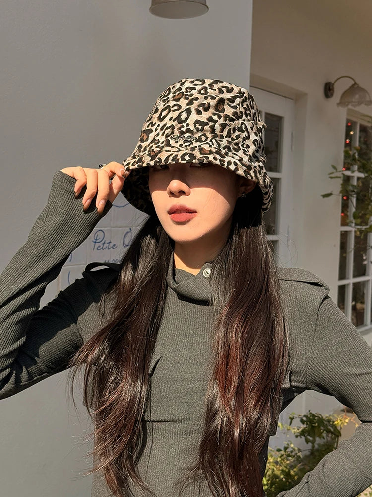 Casual Bucket Hat with Leopard Print