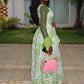 Sexy Air Print Dress Women Fashion Skew Collar Mesh Puff Sleeve Patchwork Off-Shoulder Elegant Party Club Bodycon