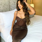 Removable Spaghetti Strap Twisted Mesh Spliced Maxi Dress Elegant Sexy Black Party Dresses Women Summer 2025