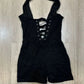 Sexy Hollow Playsuits Women Halter Deep V-Neck Shirring Backles Sleeveless Skinny Peach Hip Midnight Fashion Rompers