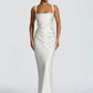 Satin Backless Sexy Maxi Dress Women Elegant Halter Off-shoulder Sleeveless Lace-up Bodycon Club Party Long Dresses