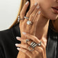 7Pcs/Set Exquisite Irregular Imitation Pearl Open Rings Kpop Trend Silver Color Adjustable Metal Finger Ring Daily Jewelry