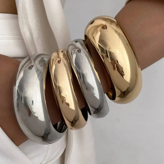 4 Styles Fashion Vintage Stackable round Bangle Bracelets Set for Women Punk Mixed Color Wide Cuff Charms Jewelry Gift  Ideas