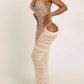 Halter Backless Dress Women Hollow Sequin Patchwork Sexy Zip V-Neck Sleeveless Elegant Birthday Party Club Vestidos