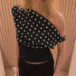Women Off Shoulder Tops Asymmetrical Boat Neck Sleeveless Backless Y2K Polka Dot Tank Top Going Out Crop Shirts
