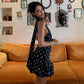 Women Y2K Polka Dot One Shoulder Mini Dress Halter Neck with Neck Scarf Ruffle Hem Bodycon Party Dress for Club Night