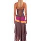 Women Color Block Sexy Two Piece Set Elegant Halter Crop Top And Midi Skirt Matching Sets Asymmetrical Hem Bodycon Set