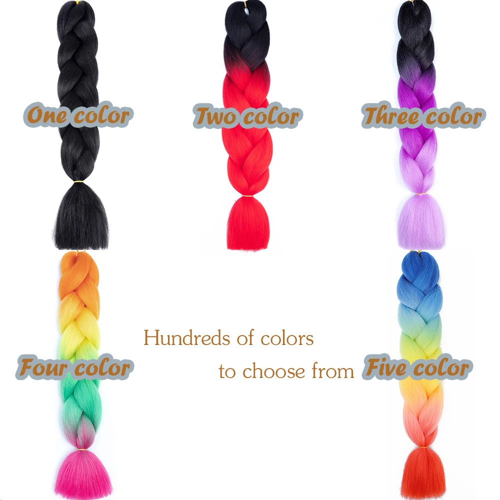 Synthetic Jumbo Braiding Hair Extension 24 Inch Heat Resistant Fiber In Bulk Ombre Jumbo Braids Hair For Black Women