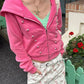 Womens Trendy Cropped Zip Hoodie Military Double Metal Buttons Design Hooded Long Sleeve Slim Short Jacket Street Top