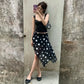 Polka Dot Print Mesh Sheer Brown Black Skirts for Woman Low Rise Asymmetrical Midi Skirt Y2k Clothes