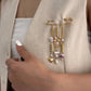 Elegant Ceramic Love Heart Beads Bowknot Tassel Brooch for Women Fashion Dress Suit Collar Pins Clip Party Jewelry Gift