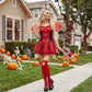 Womens Ladybug Halloween Costume Polka Dot Tutu Dress With Wings Antenna Wand Socks Lady Beetle Cosplay Party Outfit