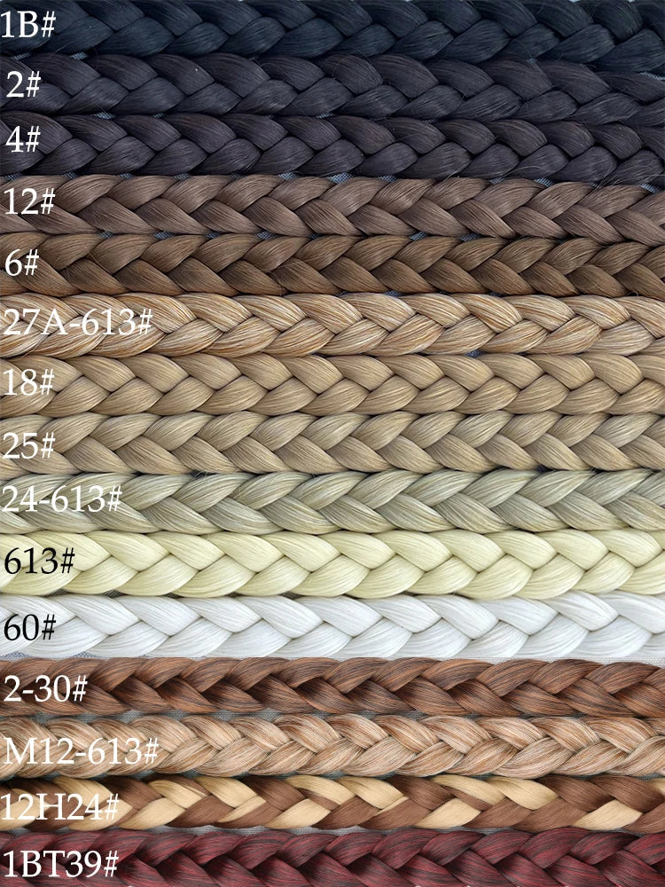Ponytail Extensions Synthetic Boxing Braids Wrap Around Chignon Tail With Rubber Band Hair Ring 34 "DIY Brown Ombre Braid