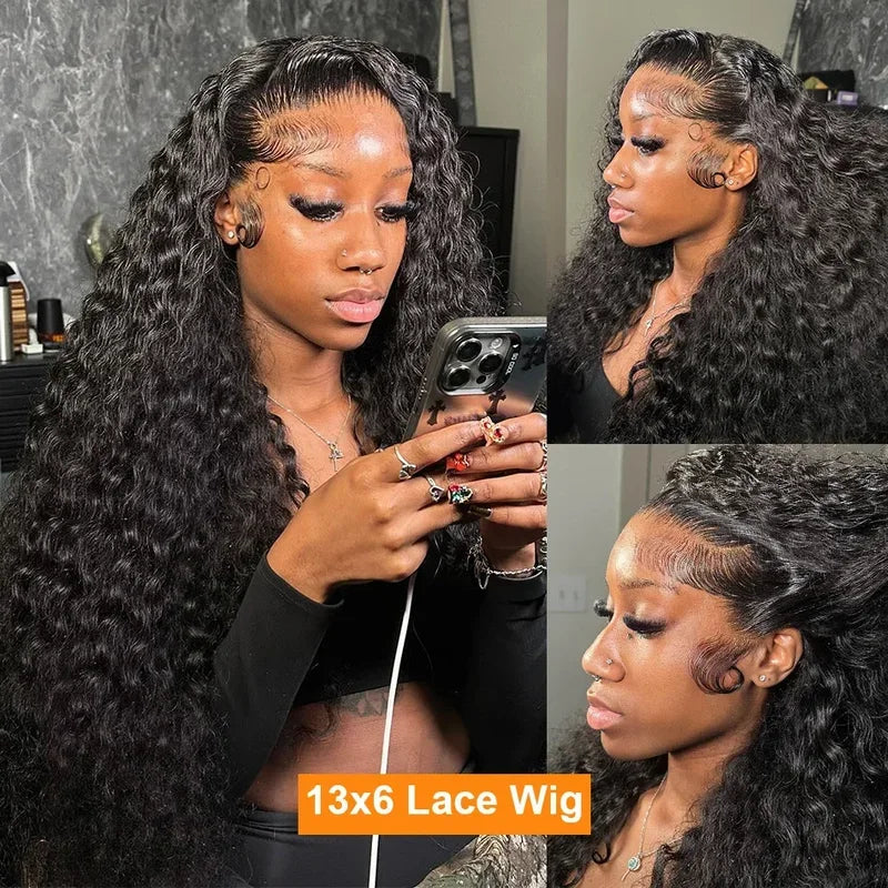 Transparent Lace Deep Wave Frontal Wig Jerrly Curly Lace Front HumanHair Wig For Deep Curly Water Wave Wig