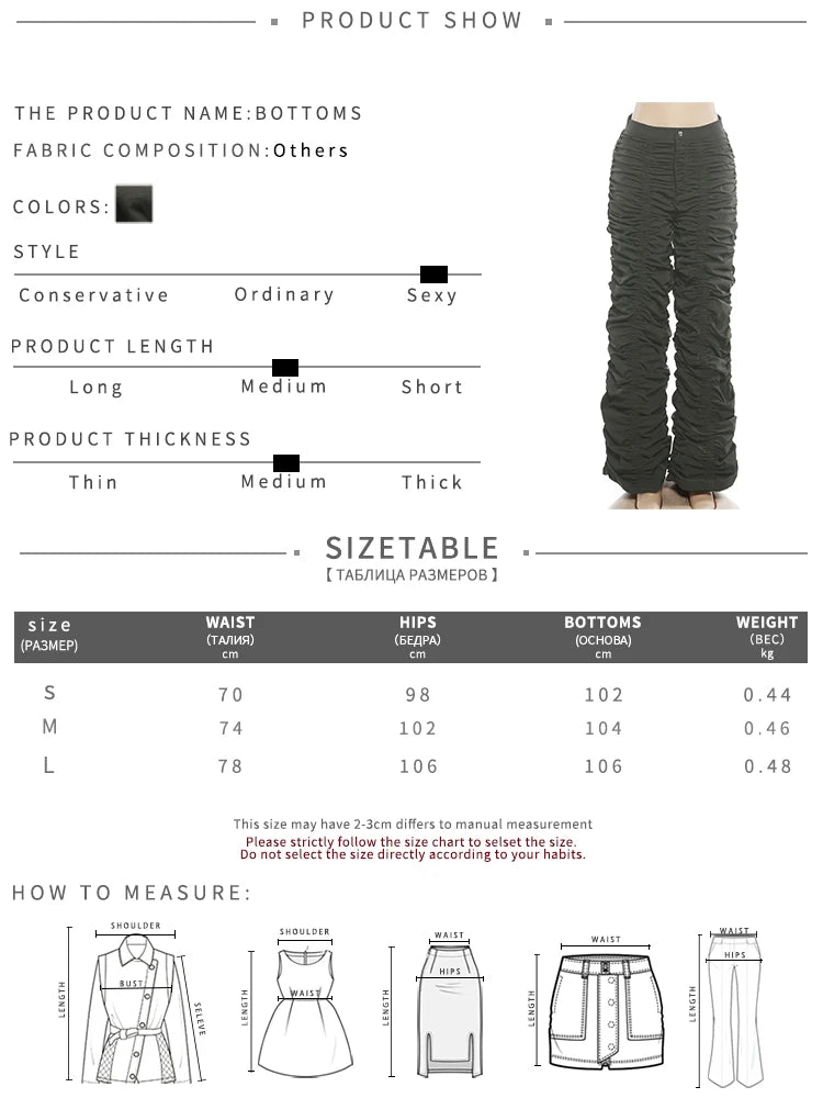 Casual Fashion Long Pants Woman Button Low-Waist Folds Design Hot Girls High Street Versatile Style Classic Buttoms