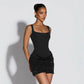 Sleeveless Sequined Mini Dresses Burgundy Black Birthday Dress Luxury Sexy Outfits Woman Club Wear
