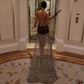 Leopard Print Elegant Party Dresses Sexy Open Back Sheer Ruffled Mesh Maxi Dress Fashion 2026 Woman
