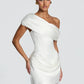 Women Satin Sexy Mini Dress Off Shoulder Draped Corset Bodycon Dress Ruched Wedding Guest Cocktail Party Evening Dress