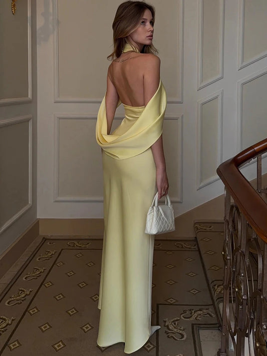 Elegant Backless Dress Women Fashion Simple Cross Turtleneck Sleeveless Ruched Sexy Trend Evening Party Club Bodycon