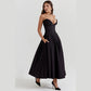 Deep V Fishbone Corset Maxi Long Dress Princess Vintage Black Party Evening Dresses Woman Elegant Sexy Outfit