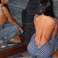 Dot Print Women 2 Piece Set Tracksuit Sexy Backless Halter Tank Tops+Leggings Matching Streetwear Stretch Outfits